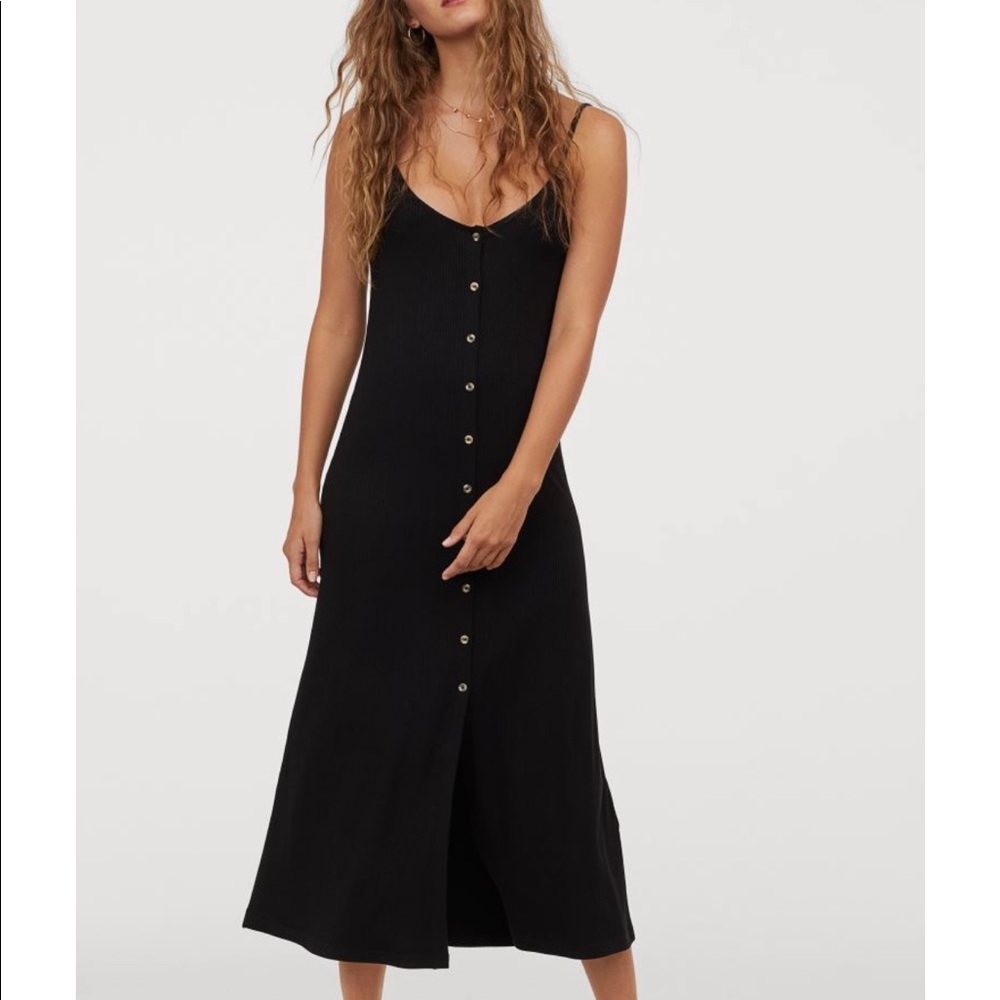Black ribbed midi dress